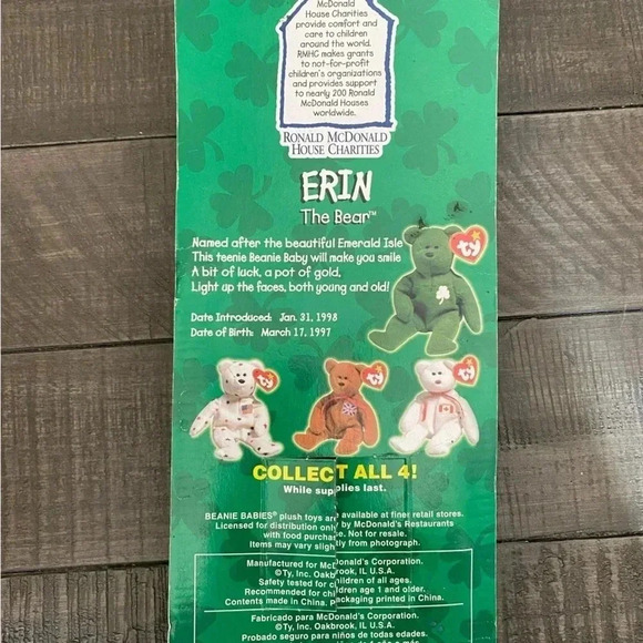 Rare TY McDonald’s Teenie Beanie Baby Mini Erin the Bear with tag errors - Picture 4 of 6